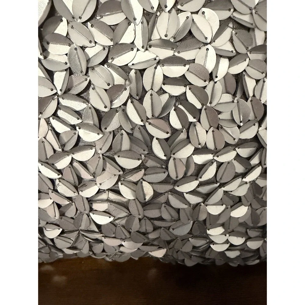 Hudson 43 12x12 Silver Mermaid Sequin Faux Silk Throw Pillow NWT Decor